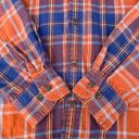 st. john's bay  Orange Plaid Flannel Button Up Long Sleeve T-shirt Photo 2