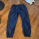 Lululemon  Vintage Navy Black Track Pants Drawstring Pockets Zipper Ankles Sz 10 Photo 3