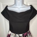 Betsy and Adam  Formal Dress Off the Shoulder Fit and Flare Black Burgundy 2 Photo 5