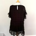 Chic Soul  Black Swiss Dot Short Sleeve Blouse Tunic Plus Size 2X Photo 5