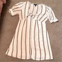 Jessica Simpson Women’s Striped V-Neck Puff Sleeve Mini Dress Photo 2