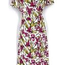 June & Hudson Women's Floral Wrap Dress Maxi Spring Tie Back Red White Size larg Size L Photo 0