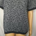 Cathy Daniels  Vines Metallic 1/2 Short Sleeve Sweater Grey Silver Black Small Photo 3