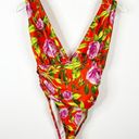 ZARA NWT  Floral Plunging V Bodysuit S Red Photo 0