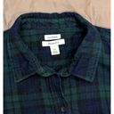 L.L.Bean  Button Up Flannel Shirt Size 1X Cotton Blue Green Plaid Relaxed Fit Photo 2