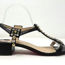 Christian Louboutin  Kaleidra Metallic Silver Gold Studded Black Leather Sandals Photo 2