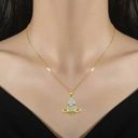 18K Gold Plated Flower Planet Light Luxury Temperament Gorgeous Full Diamond Necklace Multi Photo 1