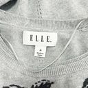 Elle  Sweater Womens Size M Grey Beaded Roses Scoop Neck Photo 4