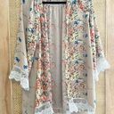 Saved by the Dress Floral Kimono Robe Duster Taupe Tan Size Large Cover Up Boutique Photo 0