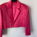 Alice + Olivia Shan Cropped Satin Blazer in Candy Photo 3