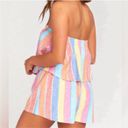 Show Me Your Mumu Linen Blend Thelma Strapless Stripe Romper in Beachy Photo 5