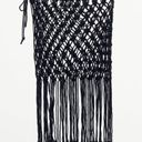 ZARA NWT  Fringed Mesh Beaded Skirt Beach Cover Cotton Blend Open Side Tie Photo 4