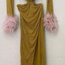 House Of CB  'Gina' Feathered Chartreuse Crystallised Maxi Dress NWOT size Large Photo 0