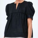 Tuckernuck  After Hours Indra Linen Puff Sleeve Blouse in Black NWT Size Small Photo 4