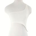 Naked Wardrobe  White Smooth Side Asymmetrical Crop Top NWT Sz Small Photo 0