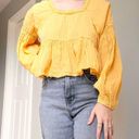 Bohme  Yellow Cropped Peplum Blouse Photo 3