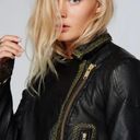 Free People  Black Bang Bang Vegan Leather Motorcycle Jacket Size S Photo 3