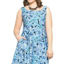 Carmen Marc Valvo Luxe by  blue roses fit and flare dress  with pockets size 16P Photo 3