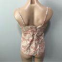 Gap  Y2K Spaghetti Strap Tank Top Button Front Size 4 Paisley Cream Rust Red Photo 3