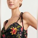 Cinq à Sept Cinq a Sept Marta Floral Print Satin Cowl Neck Camisole Tank Top Black XS New Photo 2