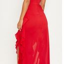 Pretty Little Thing  Spanish Style Red Ruffle Maxi Dress Sz 12 Prom Wedding NWT Photo 1