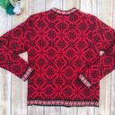 L.L.Bean Fair Isle Cardigan Christmas Sweater Red Photo 2