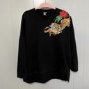 Sweaty Betty  Tora Black Tiger Embroidered Oversized Crewneck Sweatshirt L Photo 2