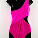 Boutique One Shoulder One Piece Bathing Swimsuit Cutout Pink Purple Large Photo 7