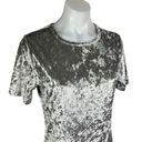 R. Vivimos Women's Silver Metallic Velvet Crew Neck Short Sleeve Shift Dress S Photo 3