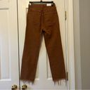 RE/DONE  Brown 70s Ultra High Rise Stovepipe Jeans in Washed Terracotta Photo 5