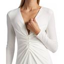 Halston Heritage Ivory V-Neck Ruched Jersey Gown Photo 12