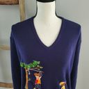 Vintage Blue Andrew Argenti  V-Neck Lightweight Golf Embroidered Sweater L Photo 2