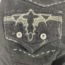 Antik Denim Y2K  Black Embroidered Distressed Stretch Bootcut Western Jeans 28 Photo 8