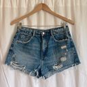 ZARA  Distressed High Rise Cut Off Frayed Denim Jean Shorts Photo 0