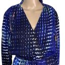 Parker Womens Mini Dress Pure Silk Faux Wrap Blouson Blue Digital Print XS Photo 2