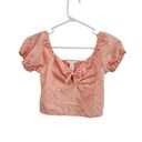 Full Tilt  Peach Orange Tie Front Cutout Eyelet Lace Crop Top Size Small Photo 0