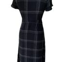 Loft ANN TAYLOR  LADIES STRETCHY VNECK SS BELTED MIDI BLACK PLAID DRESS NWT 00 Photo 1