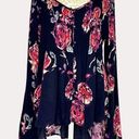 Shyanne  Smocked Boho High Low Swing Top Blouse Floral Black Pink L bv Photo 0