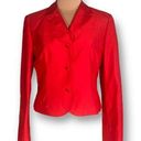 W By Worth  Jacket Red Silk Cropped Tailored Hourglass Sharp Shoulder Jewel Tone Photo 0