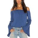 Michael Lauren  Blue Carmelo Bell Sleeve Off Shoulder Top Small New Photo 0