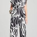 Natori  Nagashi Cropped Jumpsuit Abstract Butterfly Black White Womens Medium Photo 0