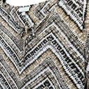 Dress Barn  Womens Chevron Print Blouse Top M Tan Black Bell Sleeve High-Low Hem Photo 2