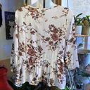 Full Tilt  Brown Floral  3/4 Sleeve Blouse Size Medium Photo 1