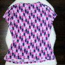 DKNY  Pink Abstract Front Twist Knot Short Sleeve Blouse Photo 3