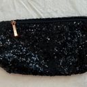 Victoria's Secret Victoria’s Secret Black Sequin Clutch Purse Zipper Pocket Rose Finish Hardware Photo 2