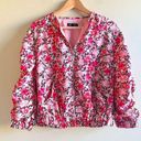 ZARA  Floral Bomber Jacket Womens‎ Size M Pink floral bomber Jacket Full Zip Up Photo 0