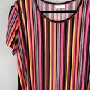 Brooks Bobbie  Multi-Color Knee Length Rainbow Striped T-Shirt Shift Dress XL Photo 3