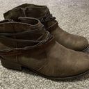 Jellypop  Brown Ankle Boots 7.5 Womens Strappy Studded Beaded Booties Photo 0