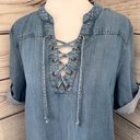 Philosophy Blue Denim Lace Up Shirt Dress Photo 1