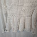 Endless Rose  White Crochet Mockneck Long Sleeve Peplum Womens Blouse Size XS Photo 3